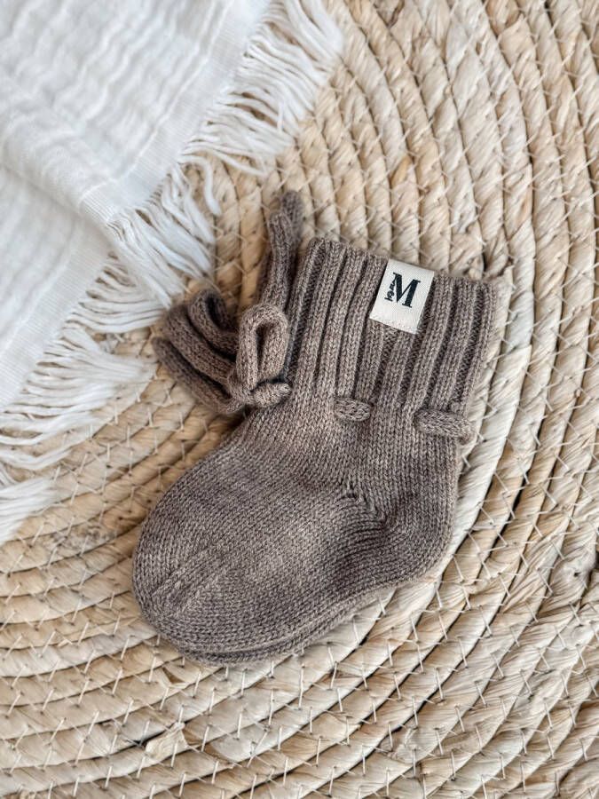 Bymirandless Merino wollen babyslofjes Taupe Baby