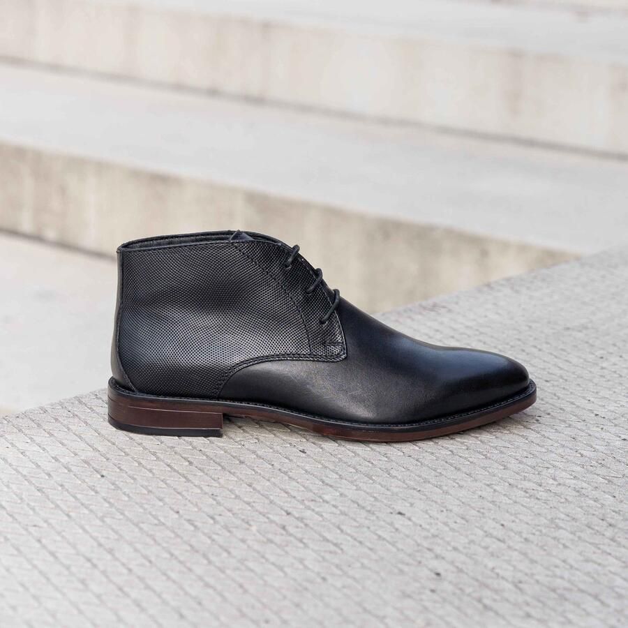 Cafe Moda veterboots heren zwart leer