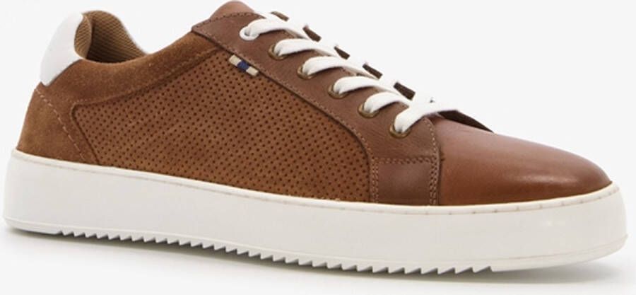 Cafe Moda leren heren sneakers Cognac Echt leer