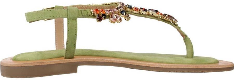 CafèNoir Stijlvolle Platte Sandalen voor Vrouwen Green Dames