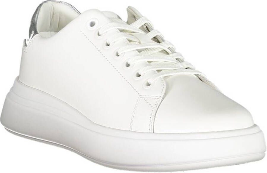 Calvin Klein Verhoogde Cupsole Veterschoenen van Leer White Dames