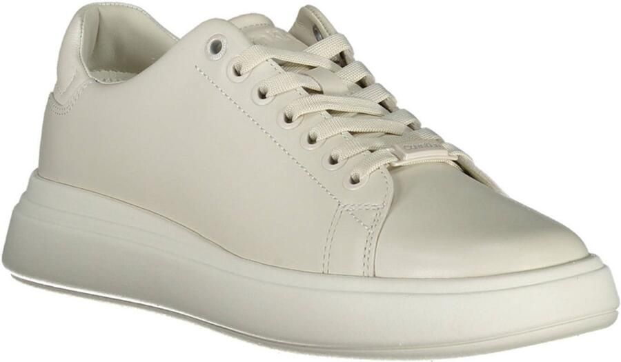 Calvin Klein Sportieve Beige Vetersneakers met Contrastdetails Beige Dames