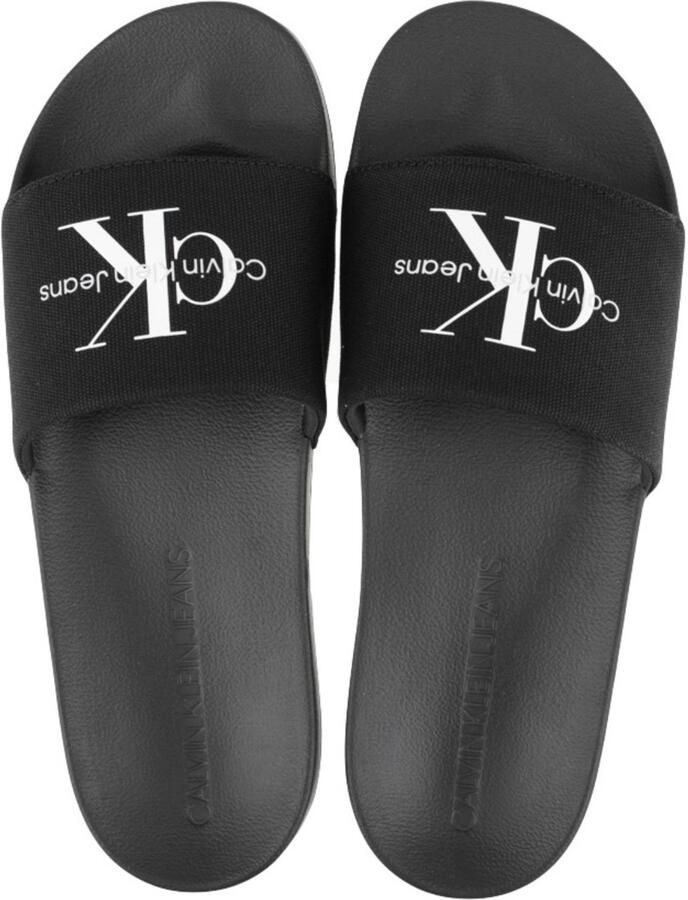 Calvin Klein Badslippers SLIDE MONOGRAM zomerschoen slippers badschoens strandschoen met logo-opschrift