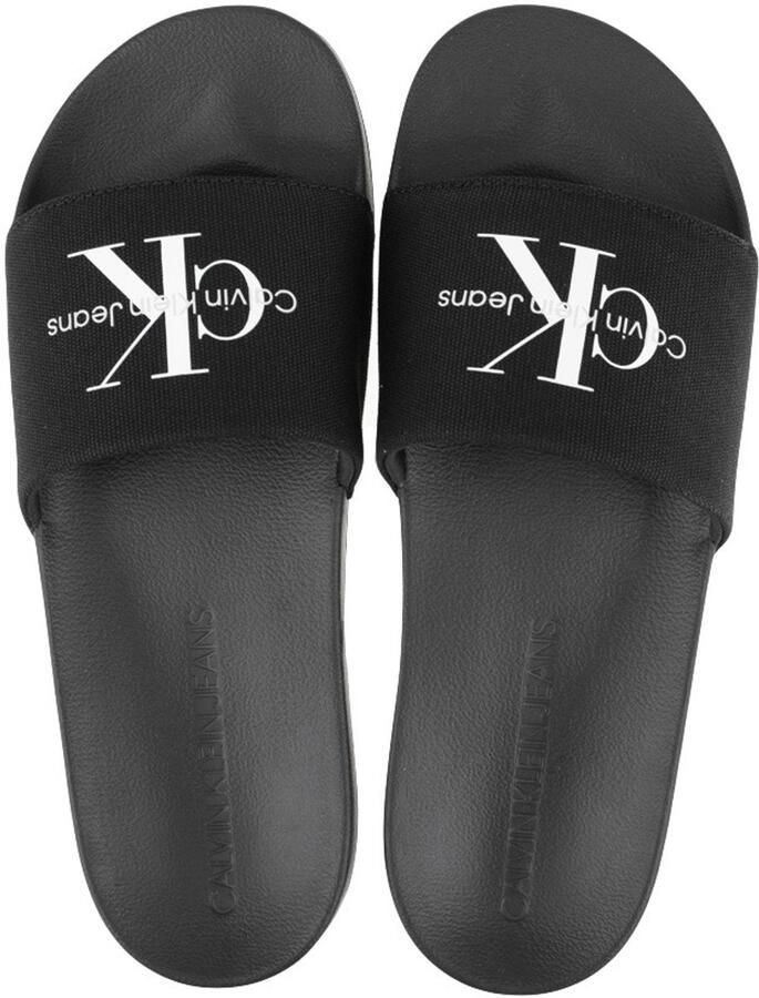 Calvin Klein Badslippers SLIDE MONOGRAM zomerschoen slippers badschoens strandschoen met logo-opschrift
