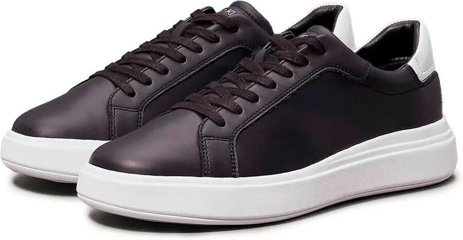 Calvin Klein Leather Lined Rubber Sole Sneakers with Lace Fastening Black