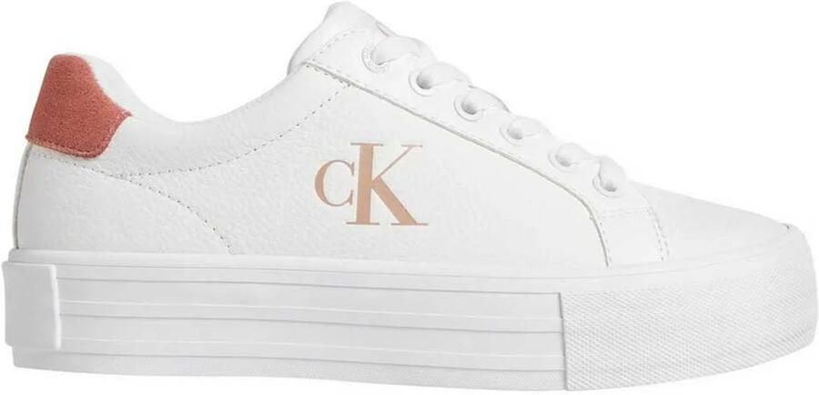 Calvin Klein Jeans Leren Dames Sneakers Lente Zomer Collectie White Dames