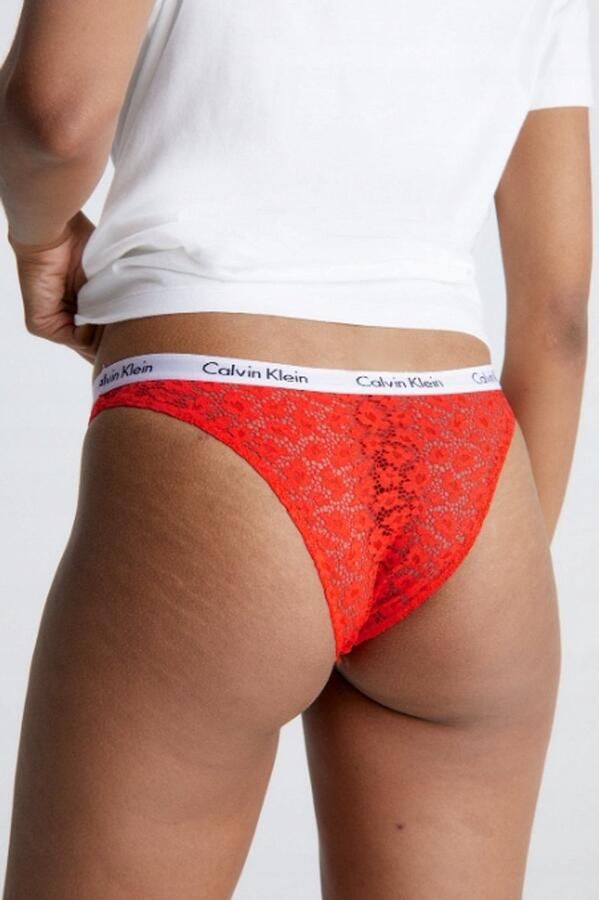 Calvin Klein Kanten Slip Brazillians Rood Maat XS Met Logo