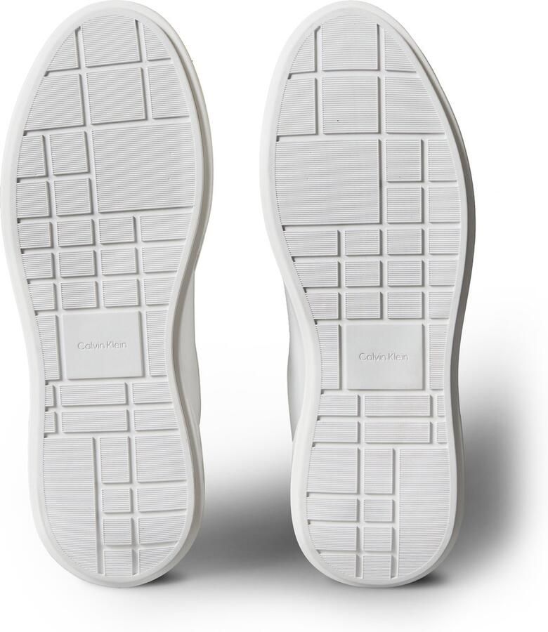 Calvin Klein Leather Lace-Up Sneakers with 100% Leather Composition White