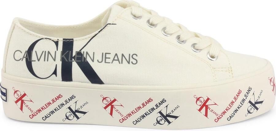 Calvin Klein Sneaker Laag Dames Zamira Bright Trend Grote Logo plateauzool Wit