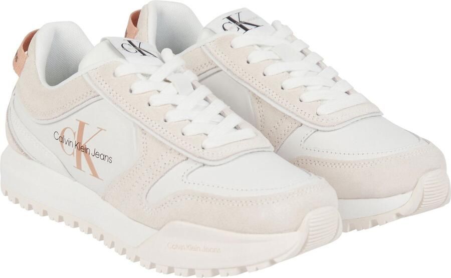 Calvin Klein Tooth Runner Irregular Lines Dames Lage sneakers Leren Sneaker Dames Wit - Foto 6