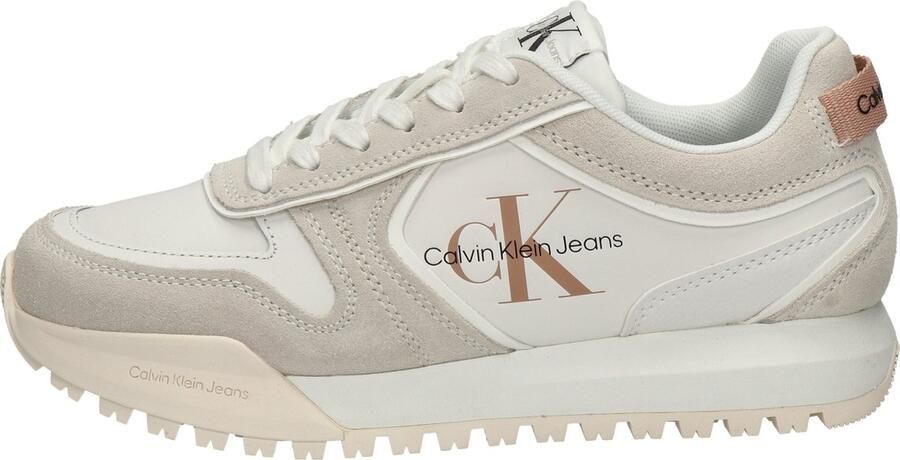 Calvin Klein Tooth Runner Irregular Lines Dames Lage sneakers Leren Sneaker Dames Wit - Foto 9