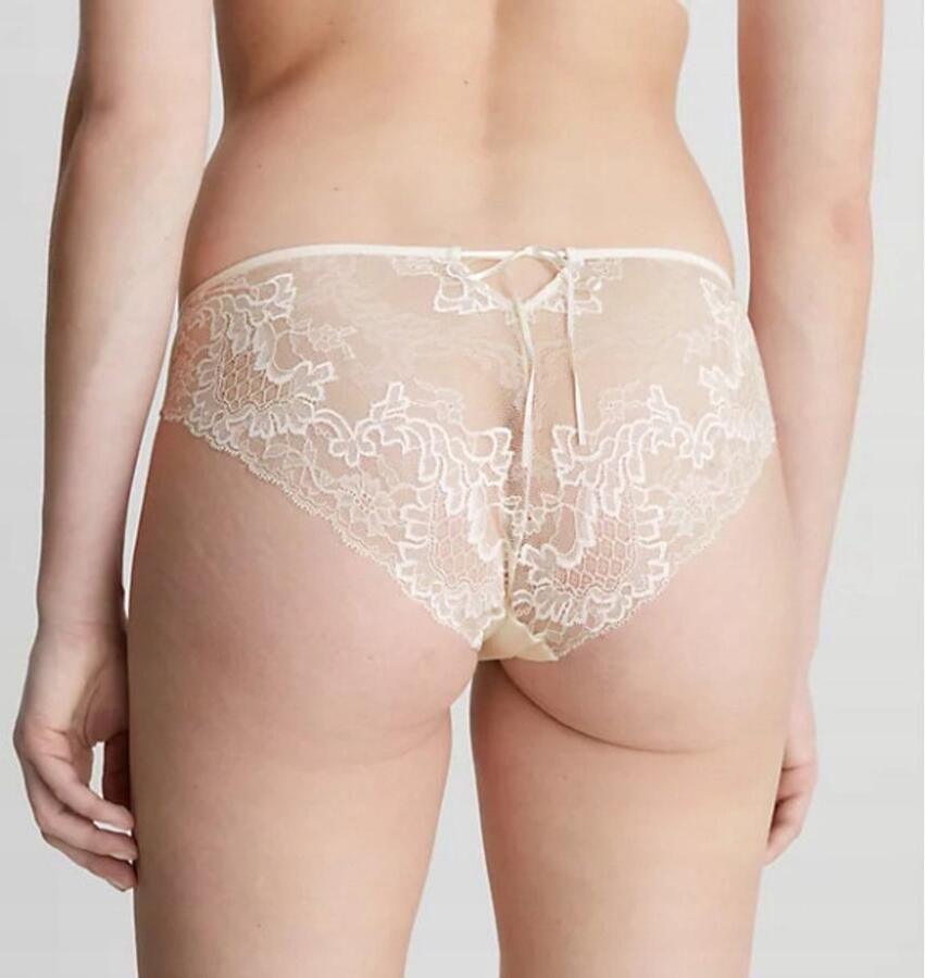 Calvin Klein TIA Dames Kanten Onderbroek Ecru Kokardje