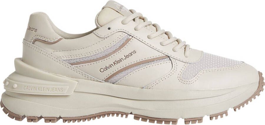 Calvin Klein Chunky Ribbon Lage sneakers Leren Sneaker Dames Beige