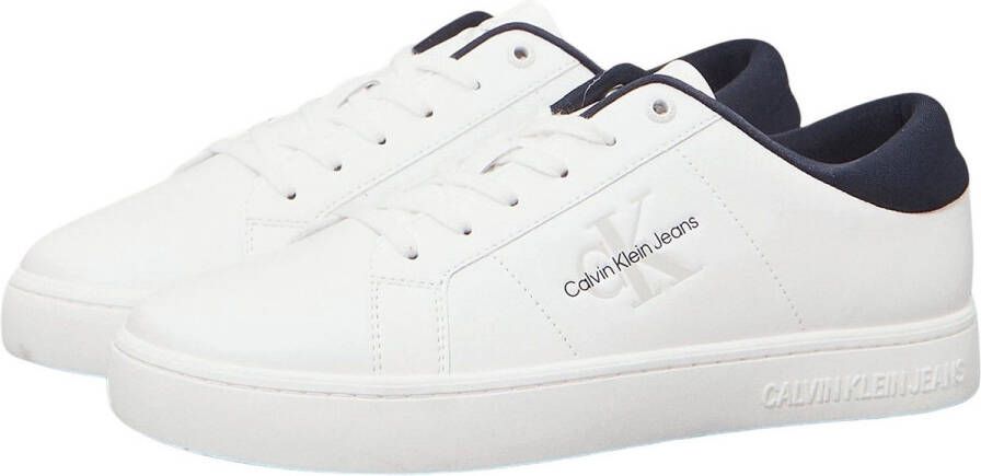 Calvin Klein Witte Leren Heren Sneaker Modern Ontwerp