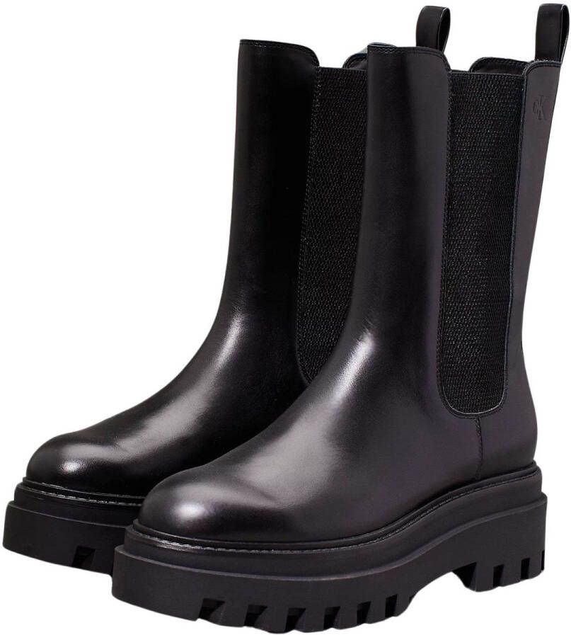Calvin Klein Jeans Zwarte Flatform Chelsea Enkellaarzen Vrouwen Black Dames