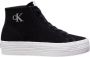 Calvin Klein Jeans Zwarte Leren Sneakers met Rubberen Zool Black Dames - Thumbnail 1
