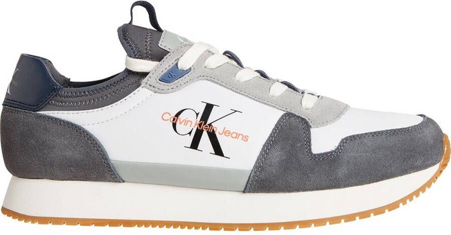 Calvin Klein Jeans Runner Sock Laceup Sneakers Mercury Grey Coral Orange Heren