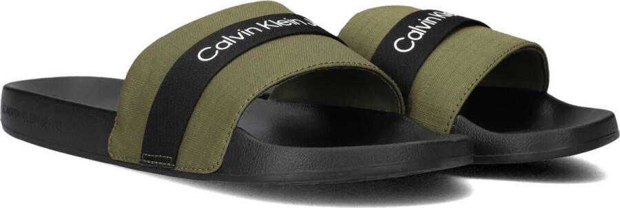 bidden bijlage Verwant Calvin Klein Slide Webbing Slippers Heren Groen - Schoenen.nl