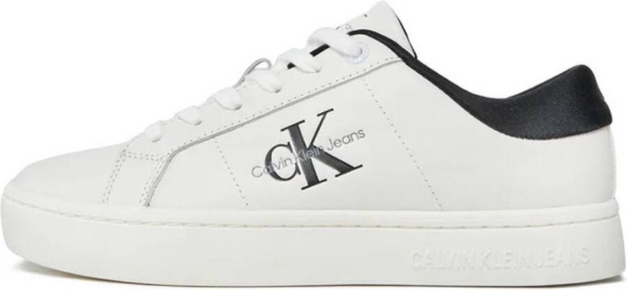 Calvin Klein Witte polyester sneakers met veters contrastdetails print logo White Dames