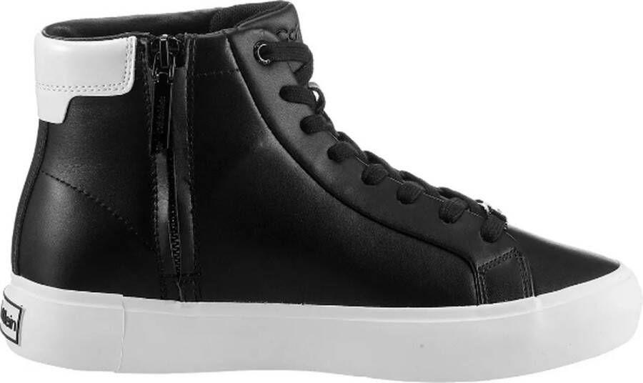 Calvin Klein Zwarte Leren Sneakers met Ingelegd Logo Black Dames