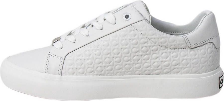 Calvin Klein Witte Leren Vetersneakers Herfst Winter White Dames
