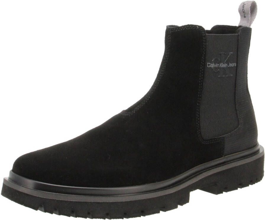 Calvin Klein Heren Zwarte Laars met Zijelastiek en Logo Print Black Heren