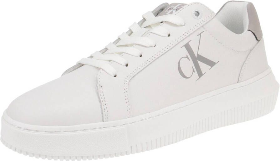 Calvin Klein Jeans Chunky Leren Sneakers met Rubberen Zool White Heren