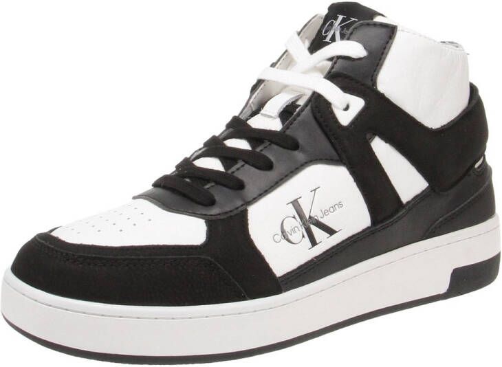 Calvin Klein YM0YM00883 Basket Cupsole Mid Heren Sneaker 01W-B.Wit-Zwart