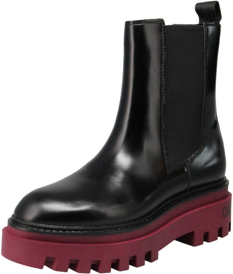 Calvin klein JEANS leren chelsea boots zwart rood