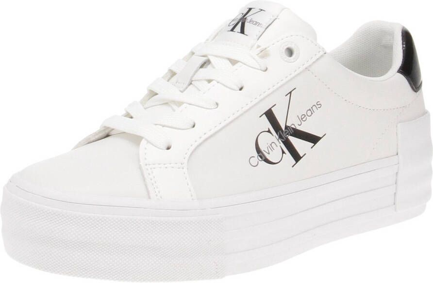 Calvin Klein Jeans Witte Casual Leren Sneakers oor rouwen White Dames