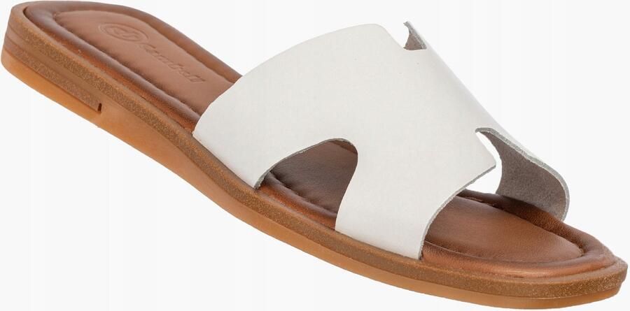 Cambell Dames Slippers Leer Wsuifbaar Elegant Wit Casual Zomer