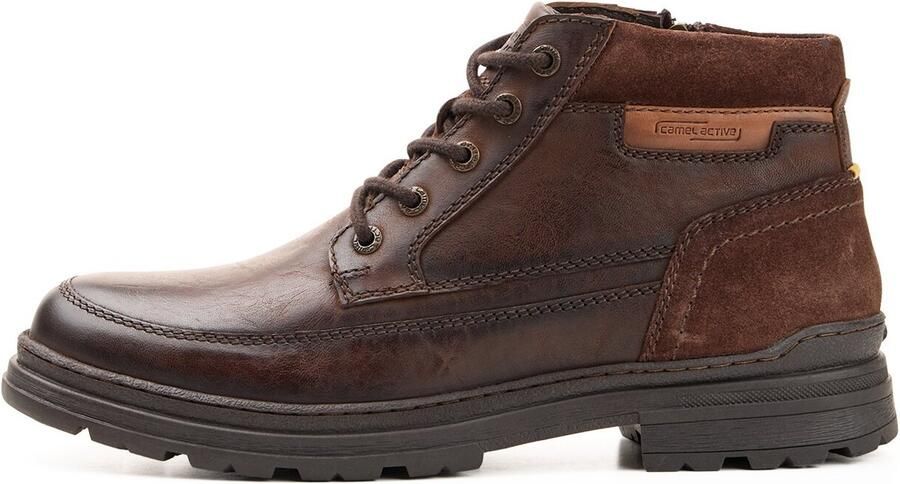 Camel Active Leren laars met veters en een warme voering van schapenvacht Maat Donkerbruinmenswear