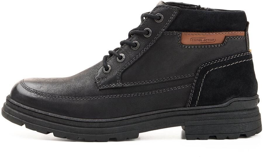 Camel Active Leren laars met veters en een warme voering van schapenvacht Maat Zwartmenswear