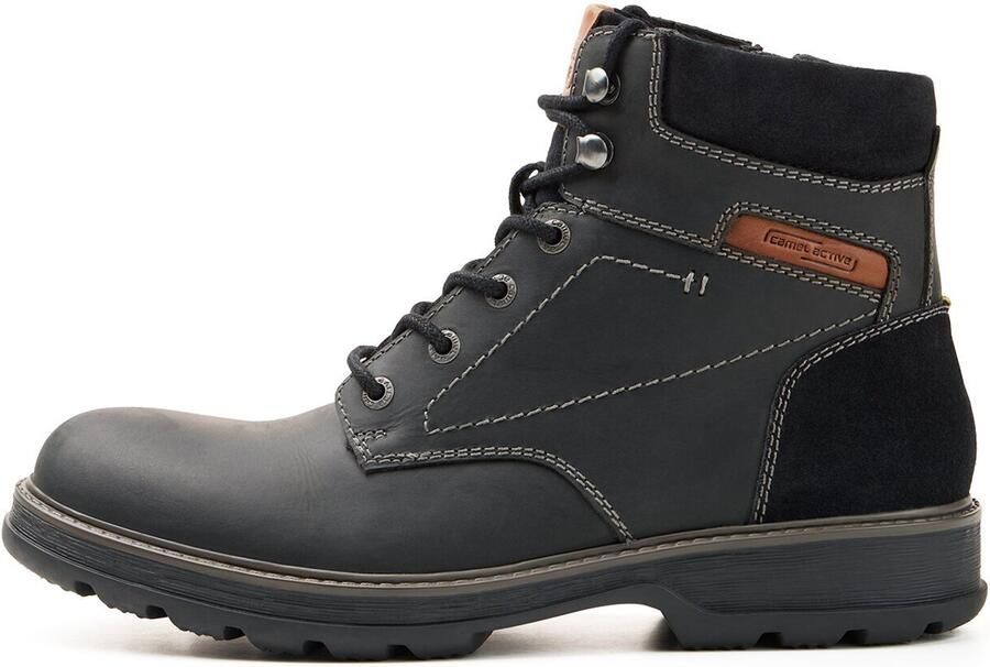 Camel Active Leren laars met warme voering van schapenvacht Maat Zwartmenswear