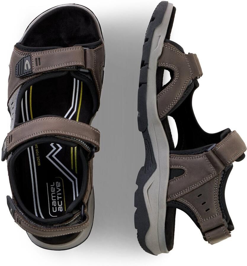 Camel Active Leren sandaal met profielzool van TPR Maat menswear-46 Grijs
