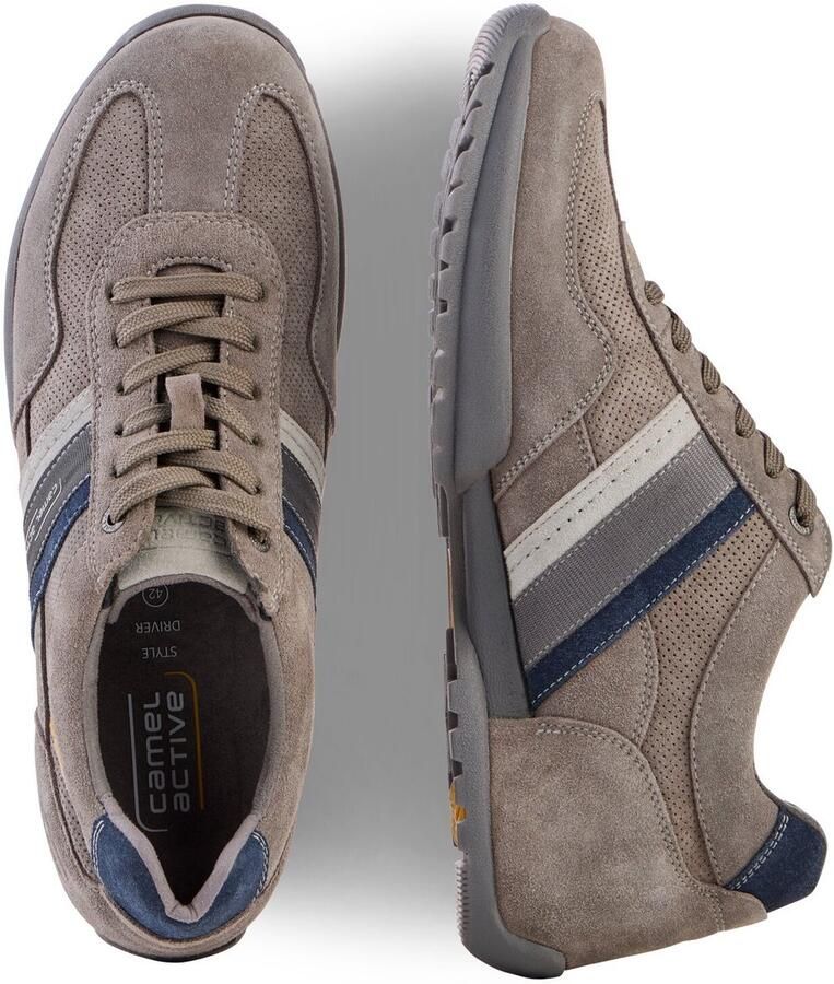 Camel Active Leren sneakers met klassieke vetersluiting Maat menswear-44 Grijs