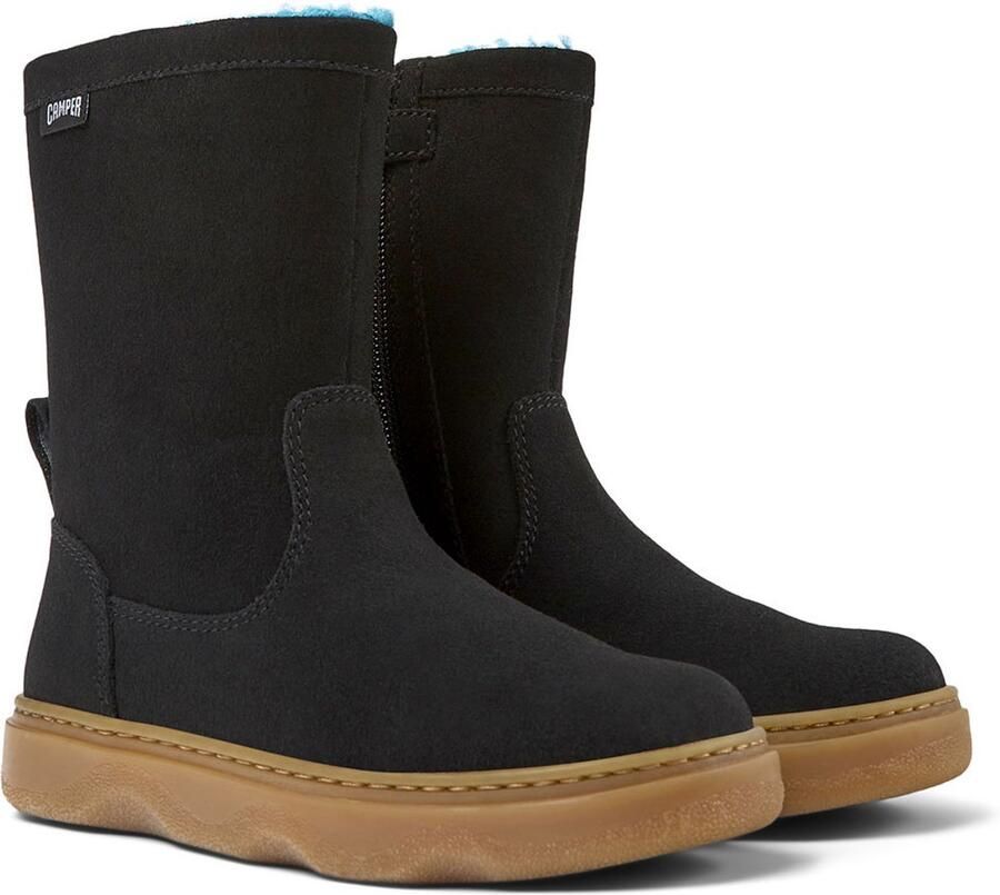 Camper Kids Suede Boots Warm Lining Black Shoes