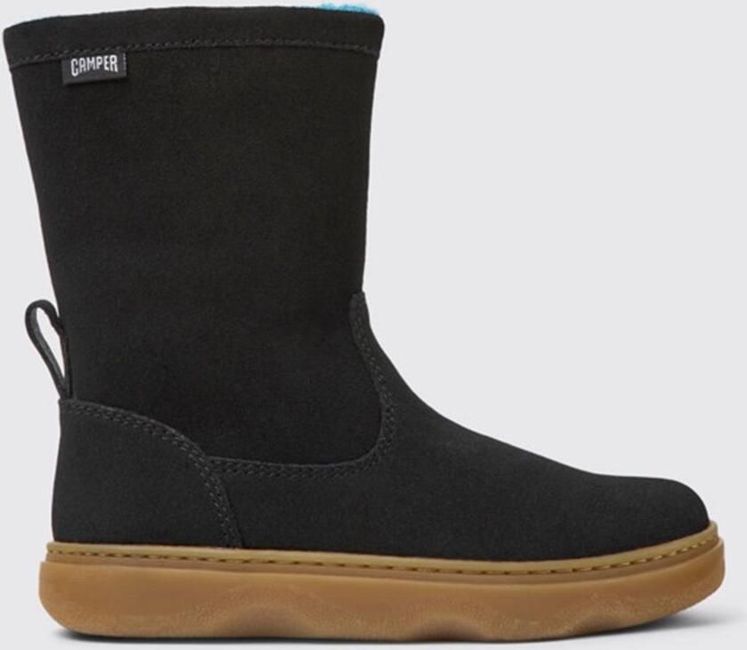 Camper Kids Suede Boots Warm Lining Black Shoes