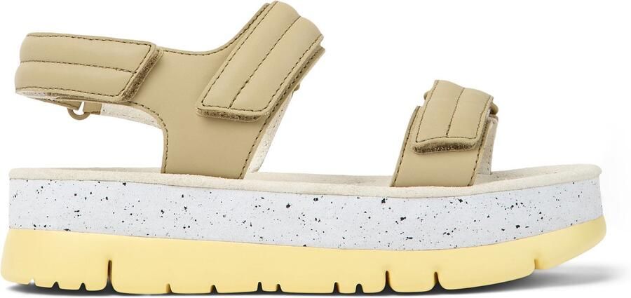 Camper Adjustable Strap Platform Sandals With Cushioned Footbed Wo Beige