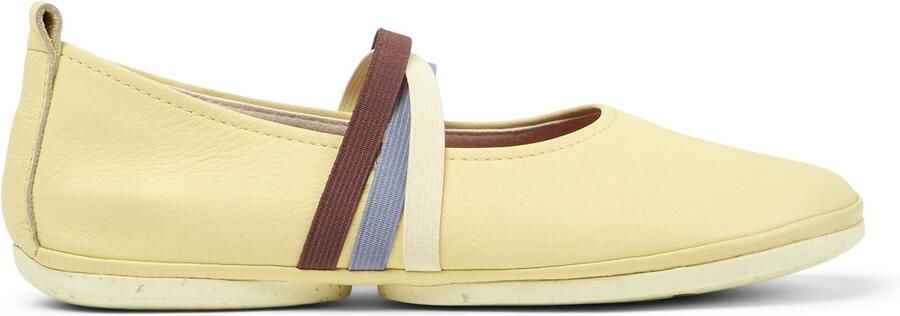 CAMPER Ballerina met riempjes 'Right Nina' pasteelgeel lichtgrijs bordeaux
