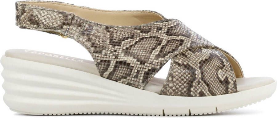 Capobella Vrouwen Leren Slangenprint Sandalen Damesschoenen Elza snake Beige