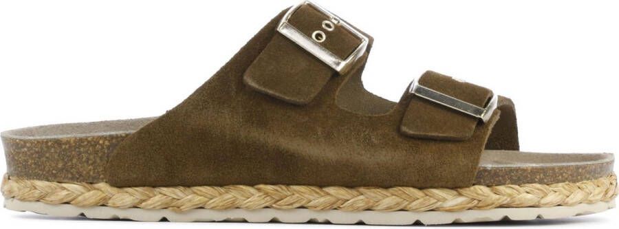 Capobella Vrouwen Leren Slippers Slides C1006 Taupe