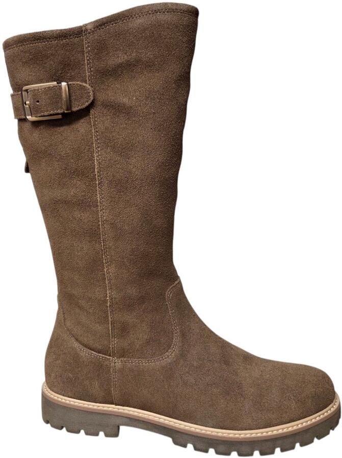 Caprice Brown Lange Laarzen Beige Suede Dames Beige