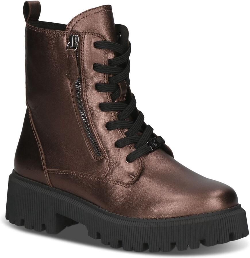 Caprice Veterschoenen blokhak veterlaarsje sierritssluiting aan de buitenkant