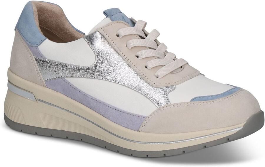 CAPRICE Sneakers laag crème lichtblauw zilver wit