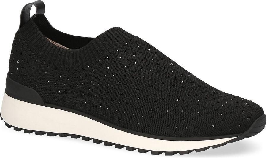 Caprice Slip-on sneakers slipper vrijetijdsschoen halfhoge schoen met fonkelende strass-steentjes