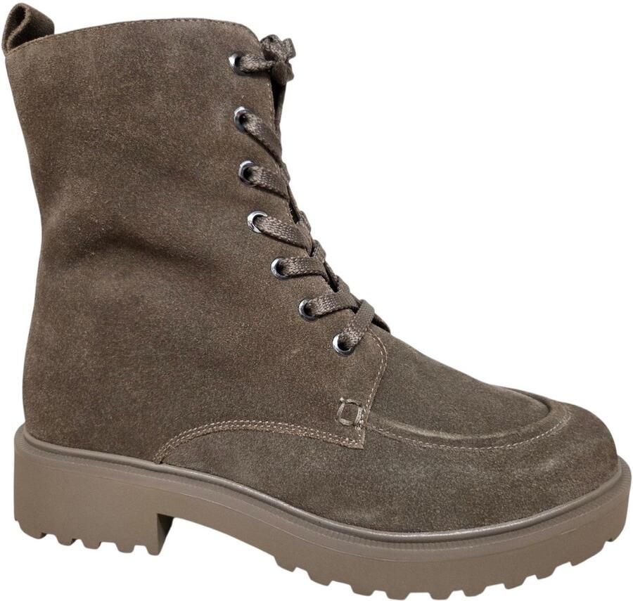 Caprice DK Taupe Veterboots Donker Taupe Suede Dames Taupe