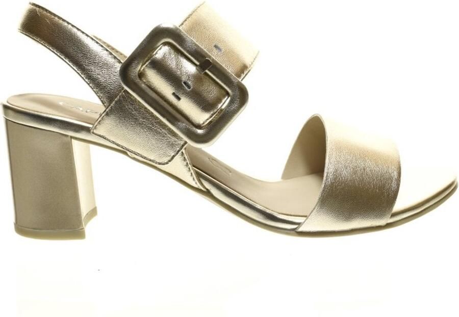 Caprice Goud Lederen Pump Blokhak