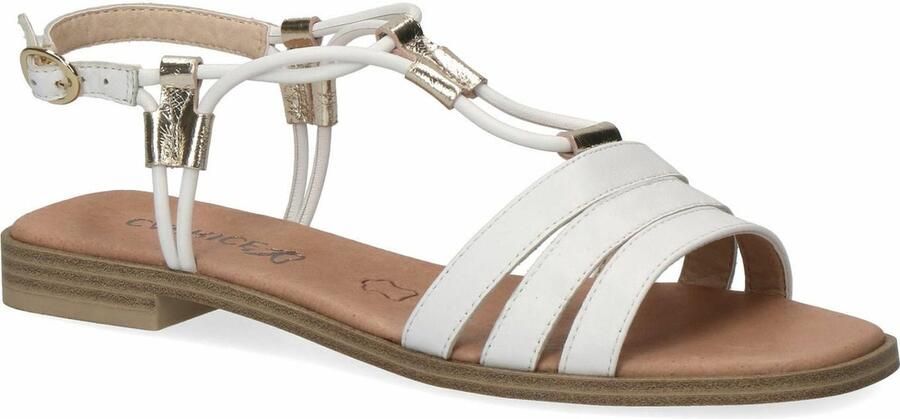 Caprice Witte Sandalen Plat Leder