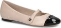 Caprice Ballerina's met riempje comfort schoen business schoen flats met klittenbandriempjes - Beige